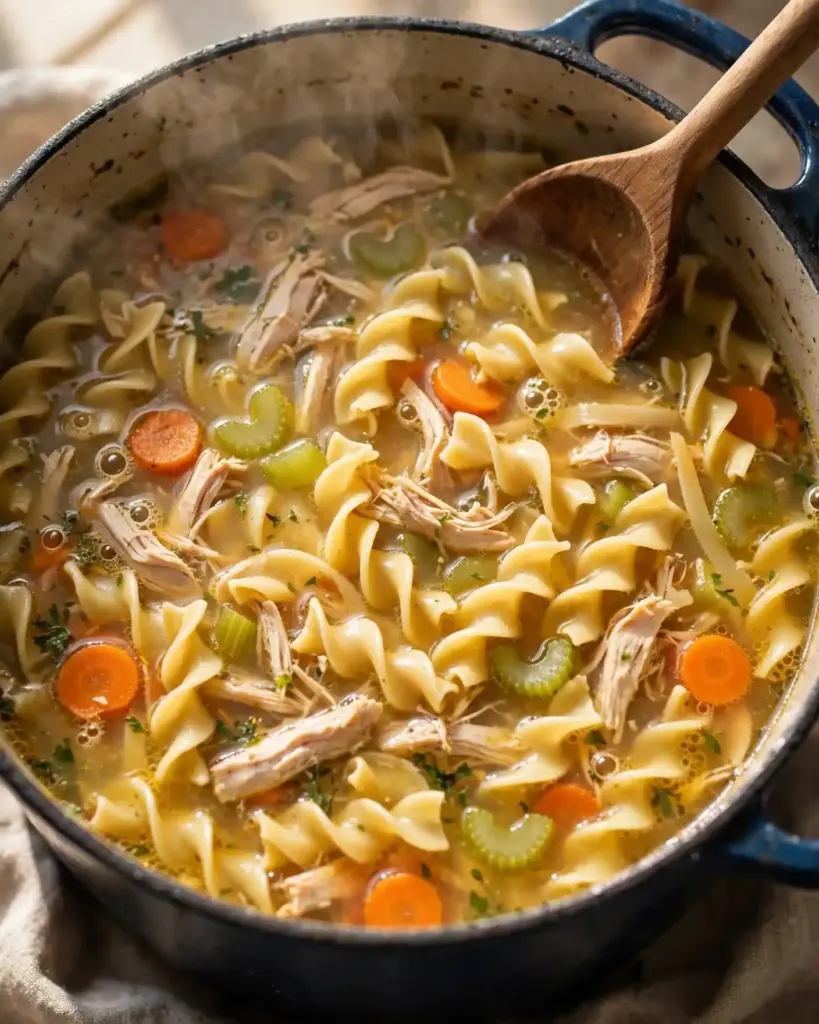 Easy 45-Minute Chicken Noodle Soup (One Pot) 3 chicken noodle soup simmering 819x1024 1