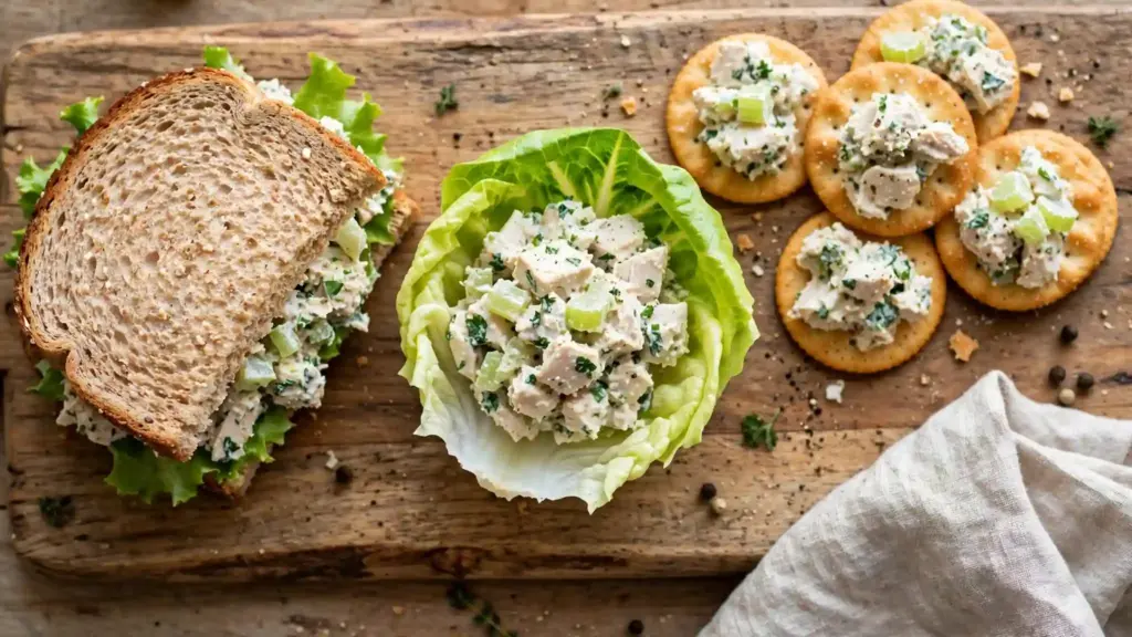 Easy Chicken Salad Recipe Ready in 15 Minutes 3 chicken salad recipe serving ideas 1024x576 1