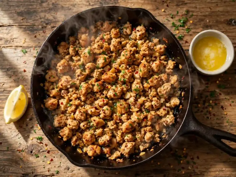 Easy Garlic Butter Ground Chicken Skillet