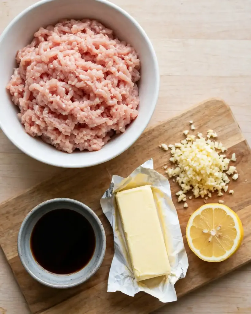 Easy Garlic Butter Ground Chicken Skillet (20 Minutes) 2 ground chicken recipe ingredients prep 819x1024 1