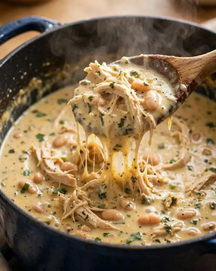 Easy White Chicken Chili Recipe 45-Minute 3 white chicken chili creamy stir 819x1024 1
